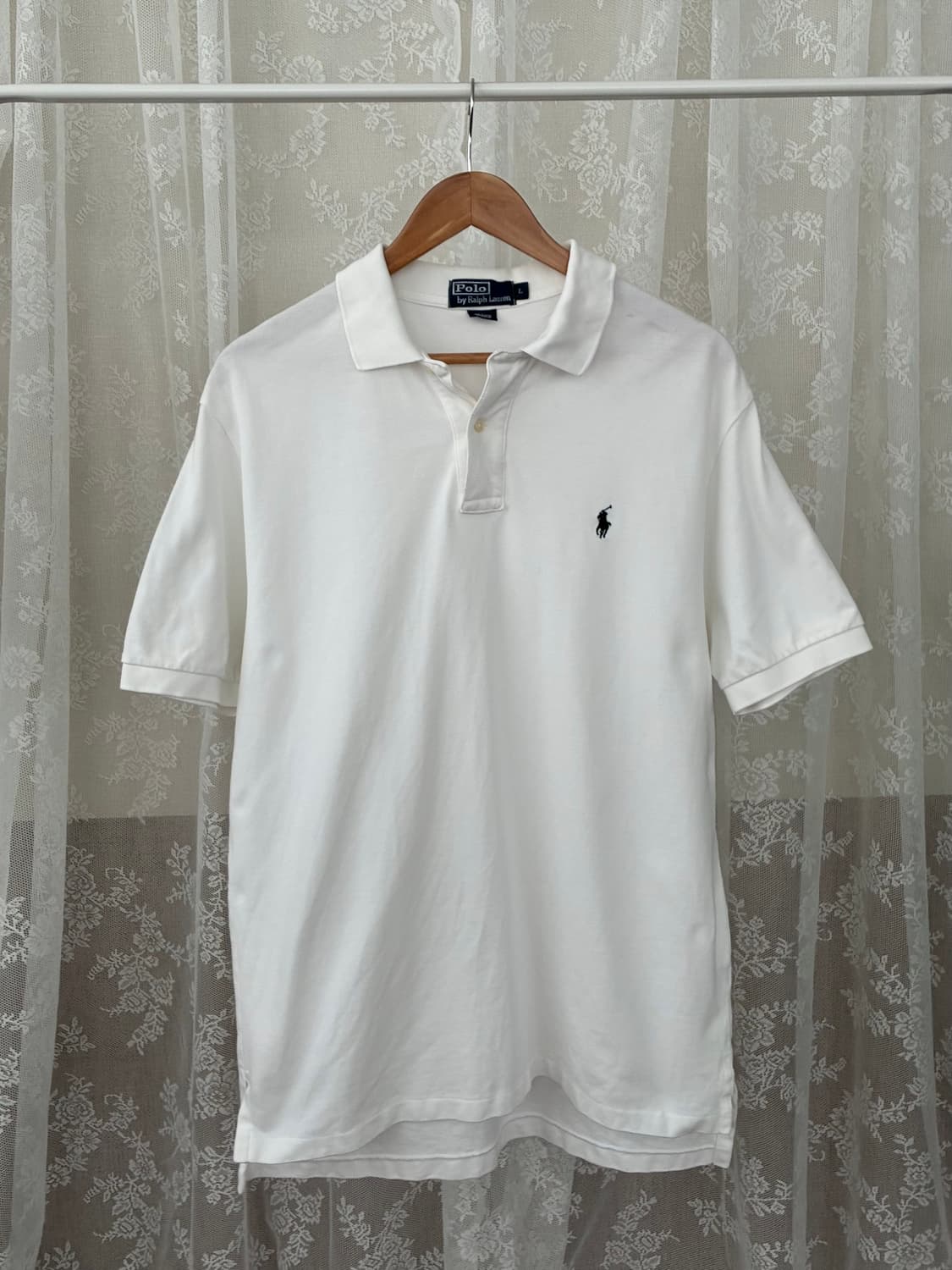 L) 폴로 랄프로렌 반팔 카라 티셔츠 화이트 상품이미지1