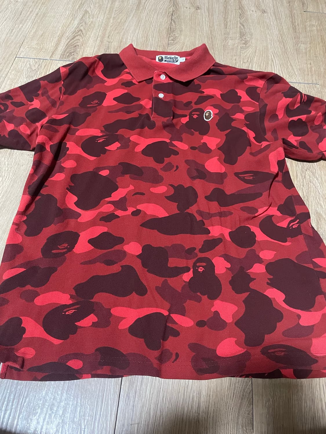 Bape 빨간 반팔 폴로셔츠 상품이미지1