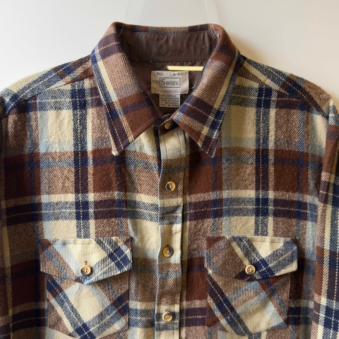 80s Sears 긴팔 체크 셔츠 상품이미지2