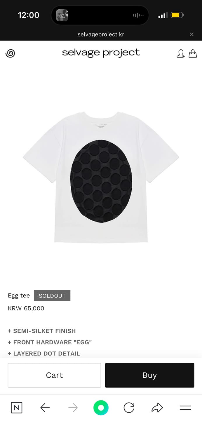 Selvage project 1/100 egg t-sh 상품이미지1