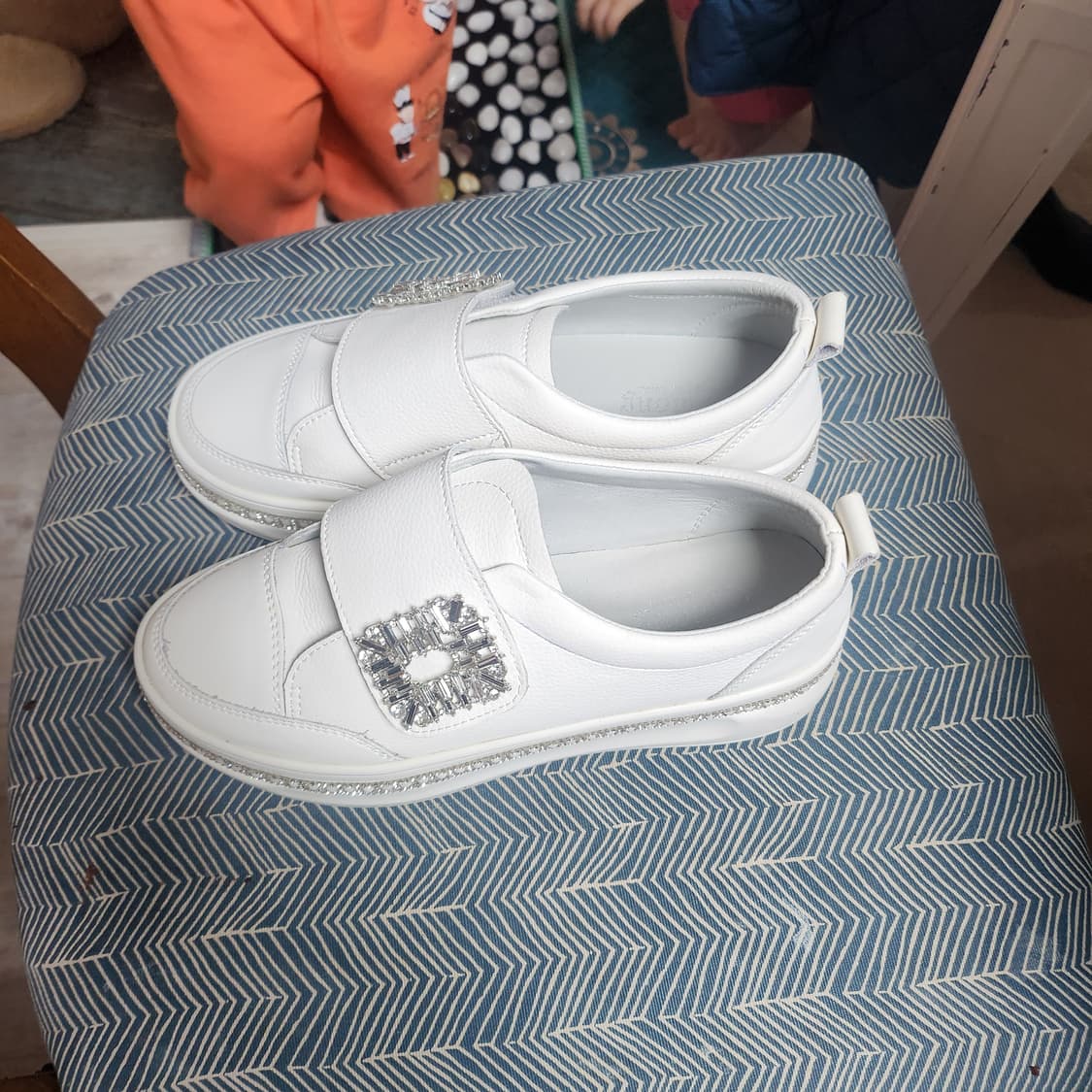 자몽 여성 화이트 큐빅 슬립온 240mm 상품이미지3