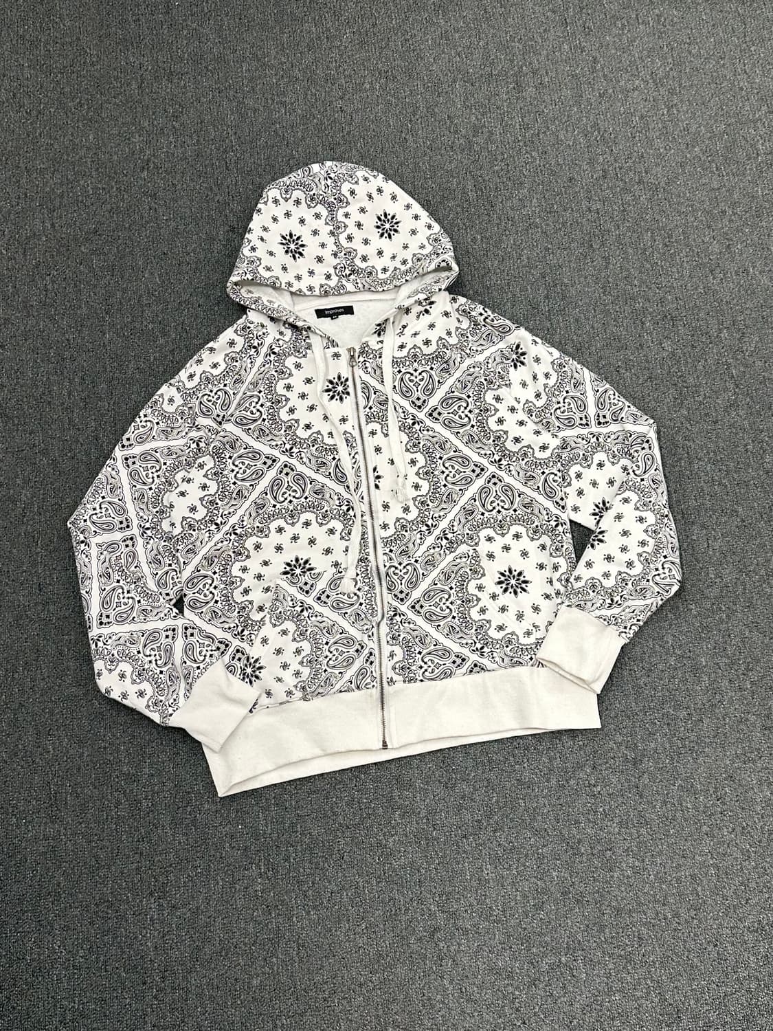 M)Improves vintage 화이트 페이즐리 패턴 후드집업 상품이미지1