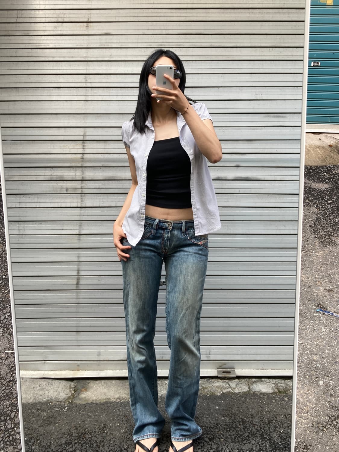 Made in Italy DIESEL 리페어 스티치 부츠컷 로우라이즈 상품이미지2