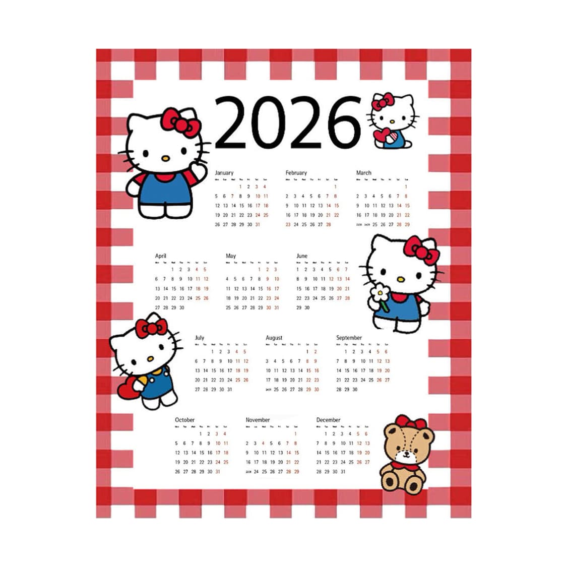 2026 헬로키티 패브릭 캘린더 상품이미지1