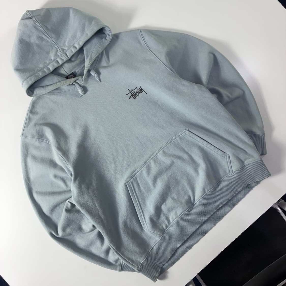 Stussy  스투시 베이직 피그먼트 다이드 라이트블루 후드티  상품이미지3