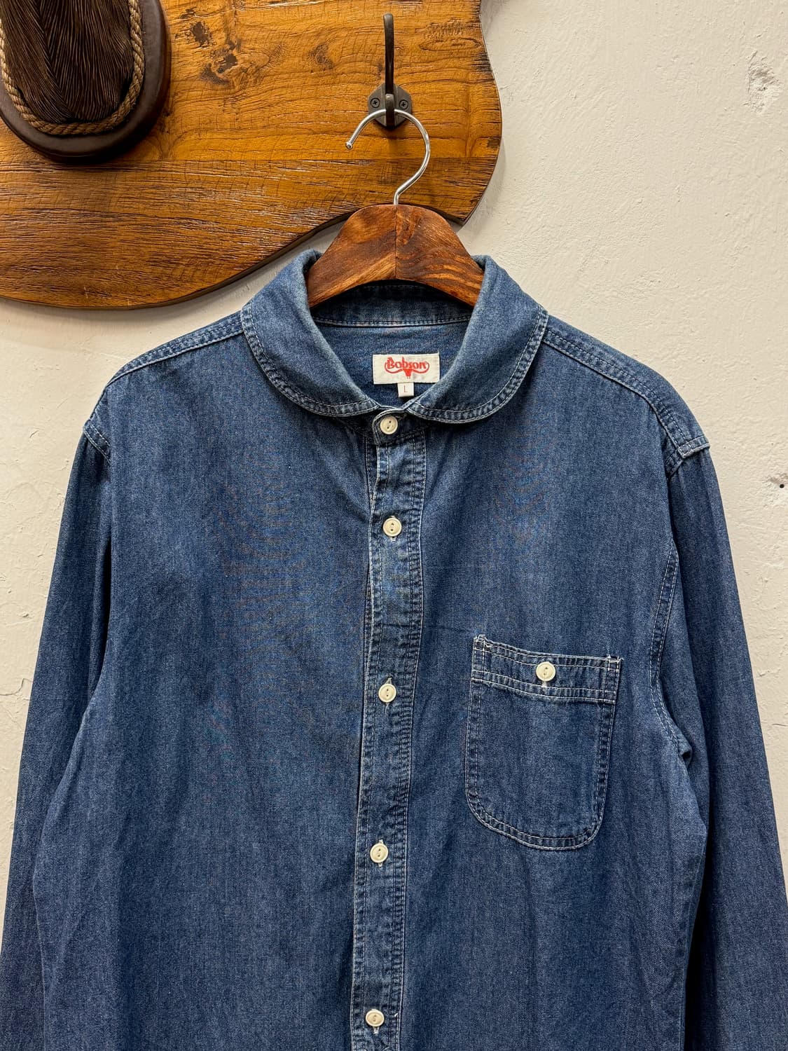 L) Bobson Rounded Collar Denim Shirt 상품이미지1