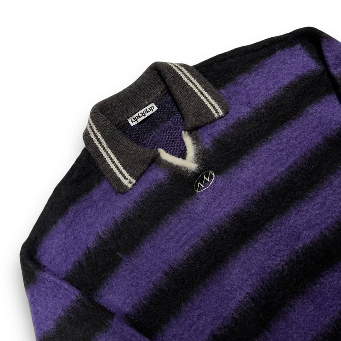 taptaptap 모헤어 럭비 카라 퍼플 스트라이프 오버핏 니트 상품이미지2