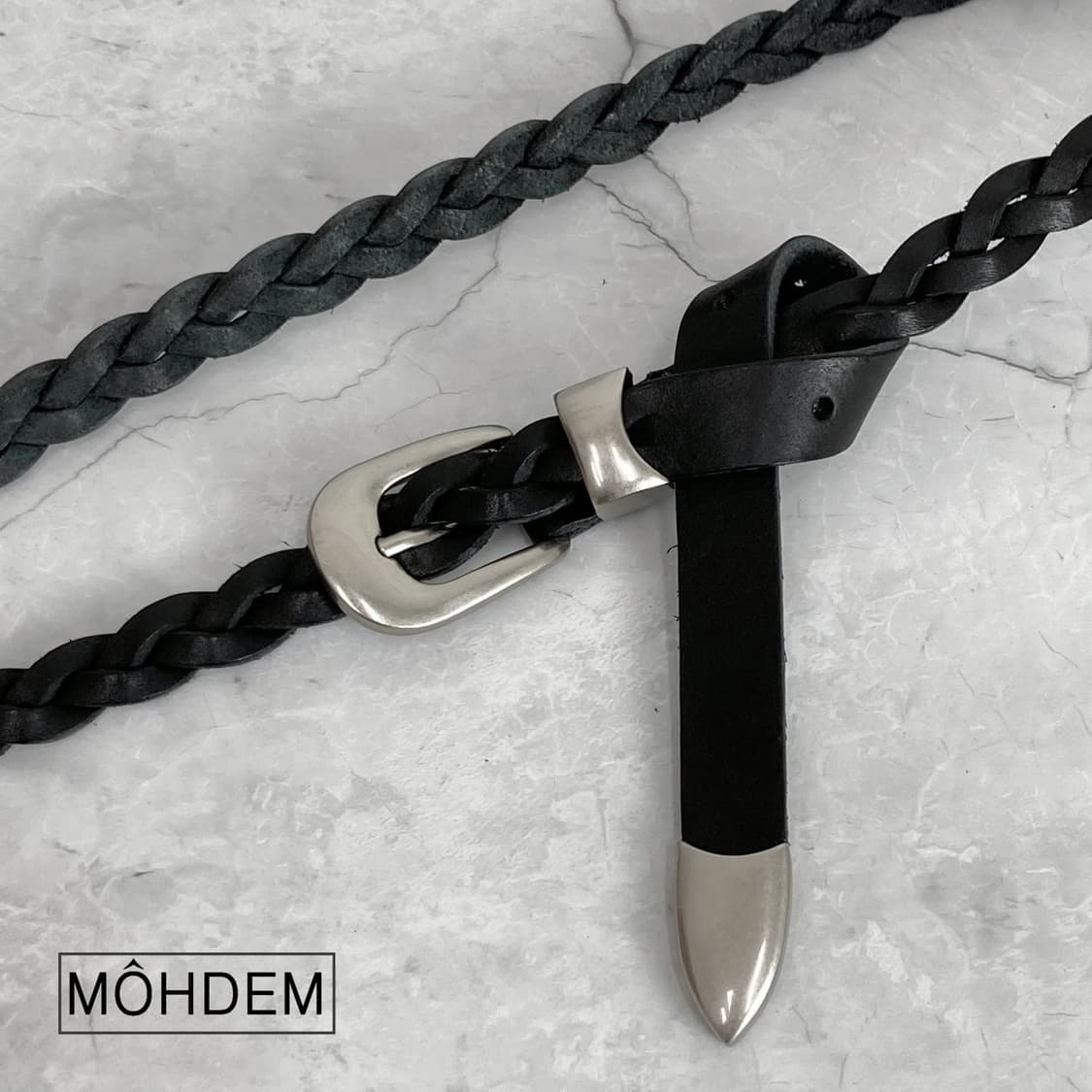 [Unisex] 하프 위빙 이태리 가죽벨트 블랙 상품이미지7