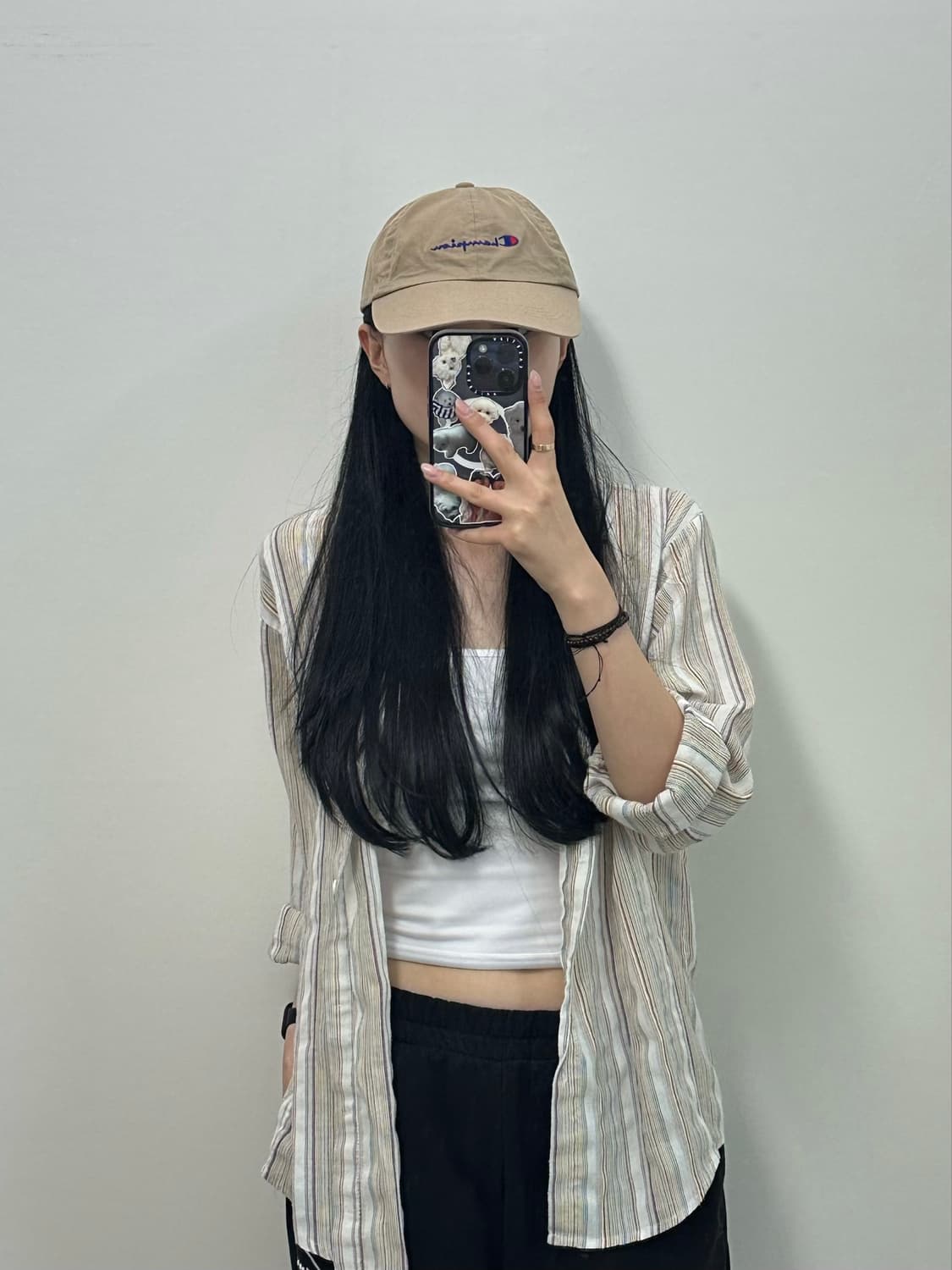 챔피온 자수로고 베이지 나일론 볼캡 상품이미지1