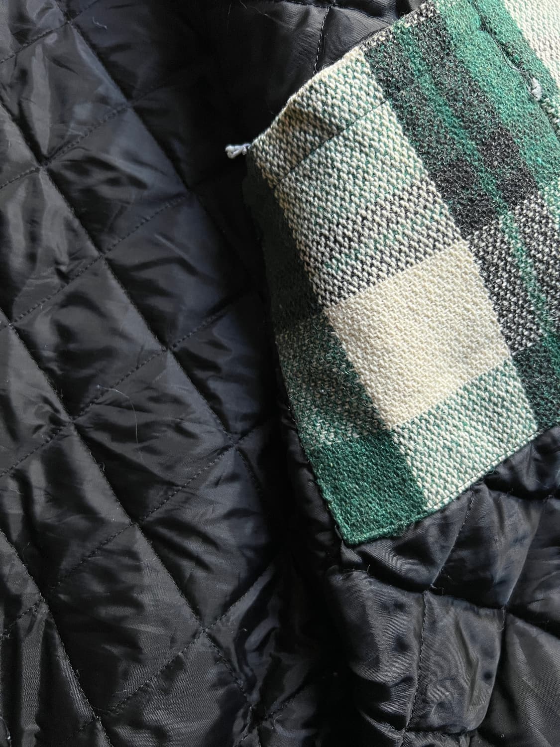 [L]90's Lee 이태리제 퀼팅 라이닝 그린 타탄체크 울 자켓 상품이미지6