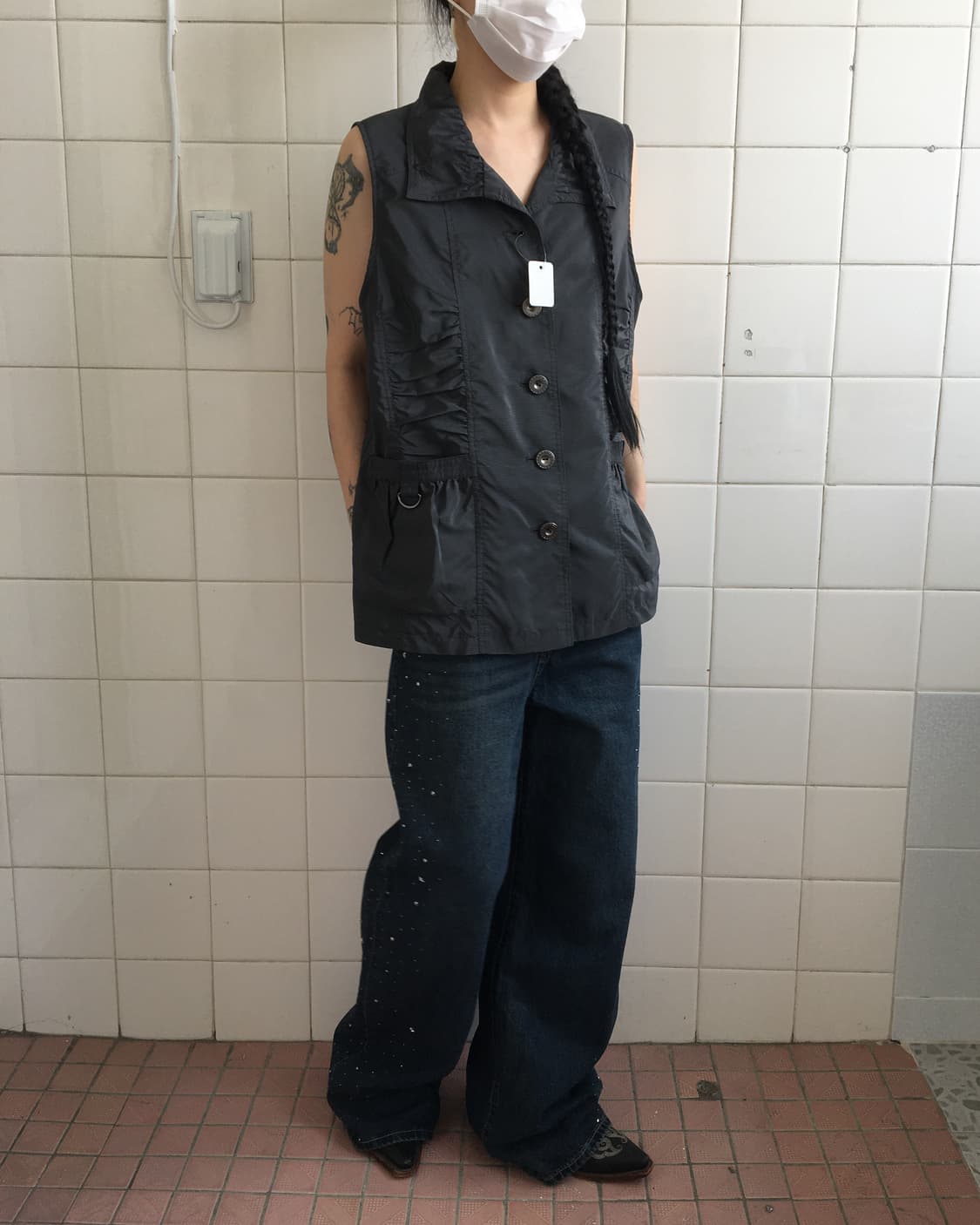 Cubic point wide denim pants 상품이미지5