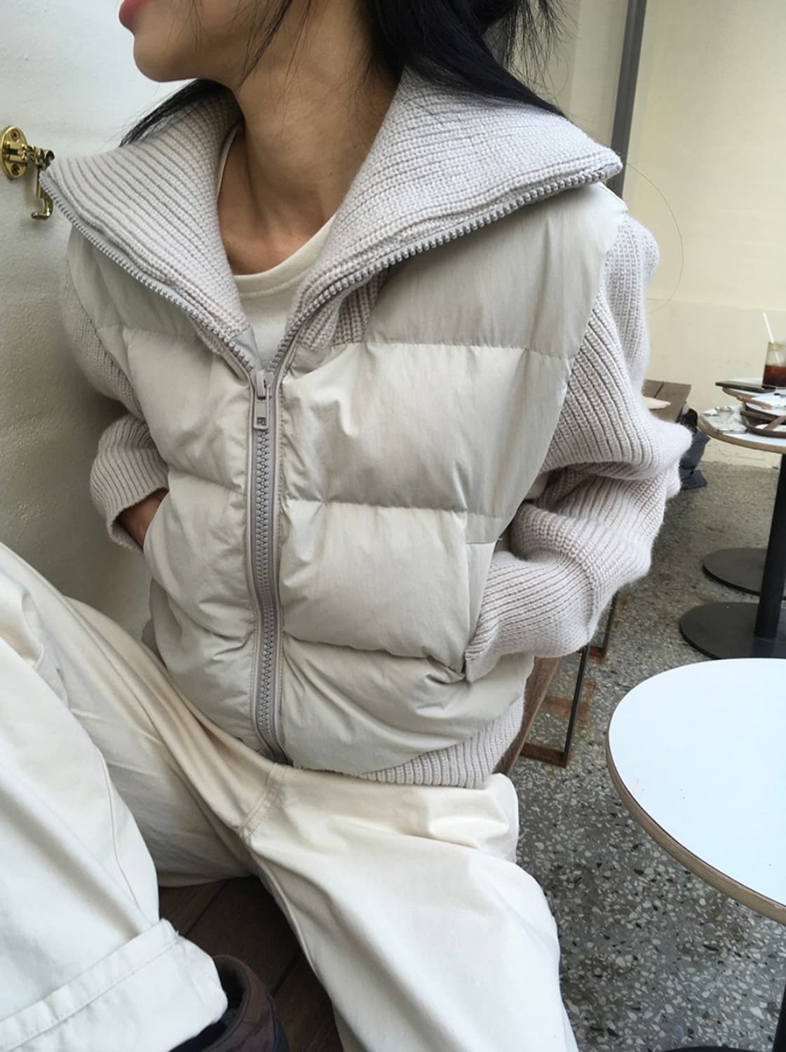 (새상품)덕다운 니트집업 패딩 상품이미지8