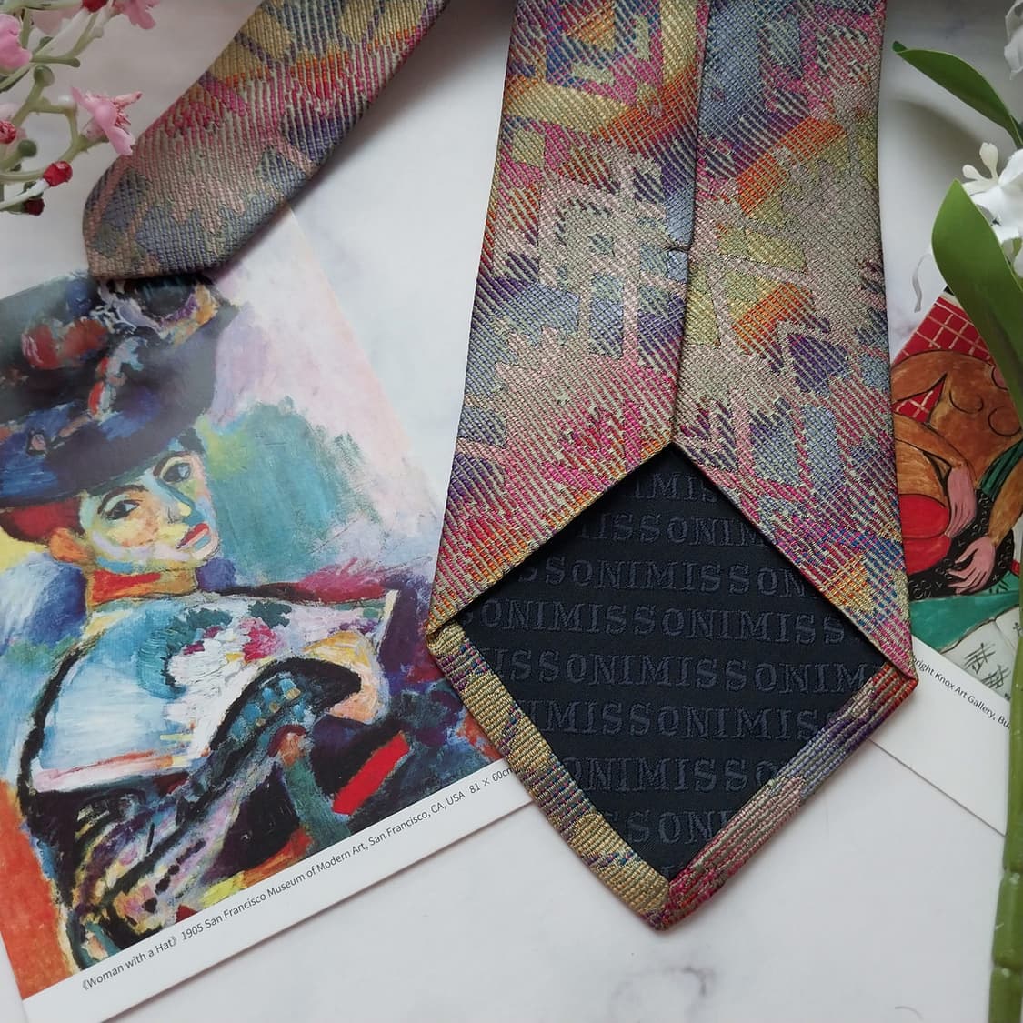 미쏘니 실크 오렌지믹스 기하학 패턴 넥타이 A+등급 9.2cm K1616 상품이미지7