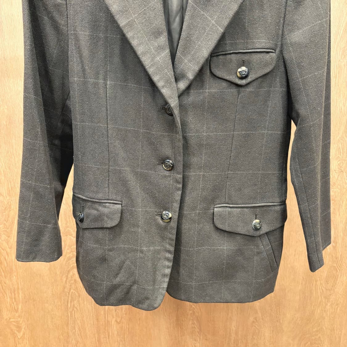 폴로 랄프로렌 체크 테일러드 자켓 싱글 버튼 벨벳 배색 디테일 브라운 상품이미지5