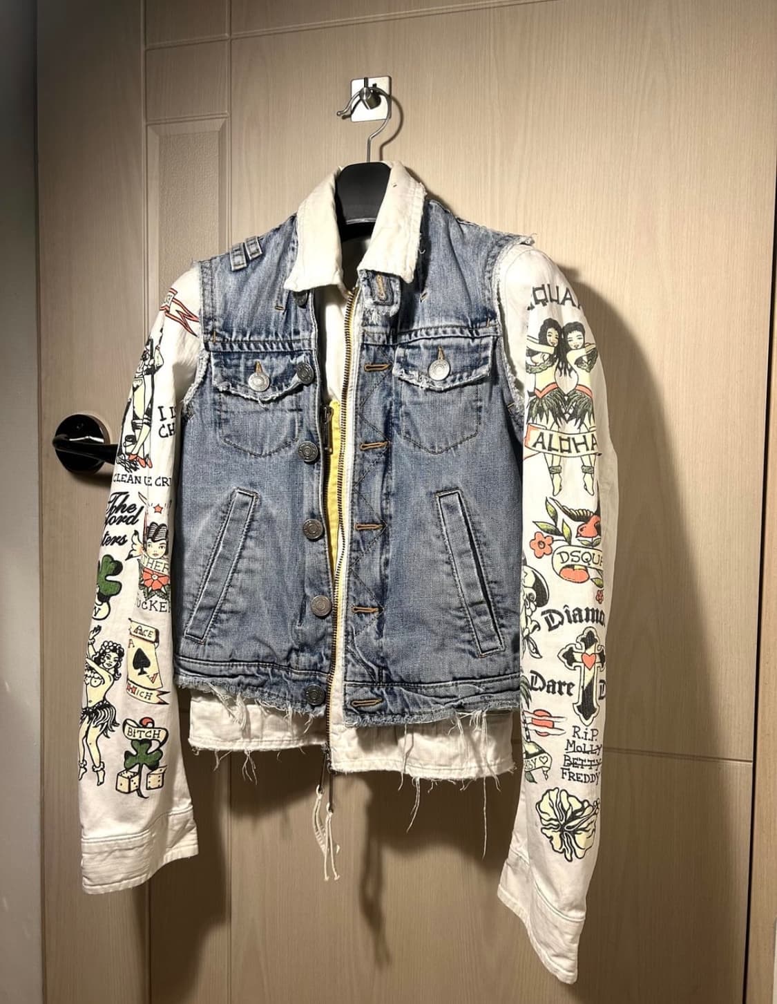 디스퀘어드2 데님 레이어드 프린팅 자켓 상품이미지1