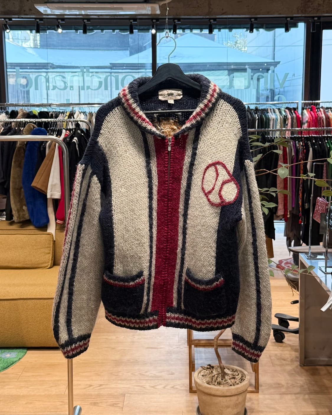 vtg 베이지 베이스볼 핸드메이드 코위찬 가디건 상품이미지1