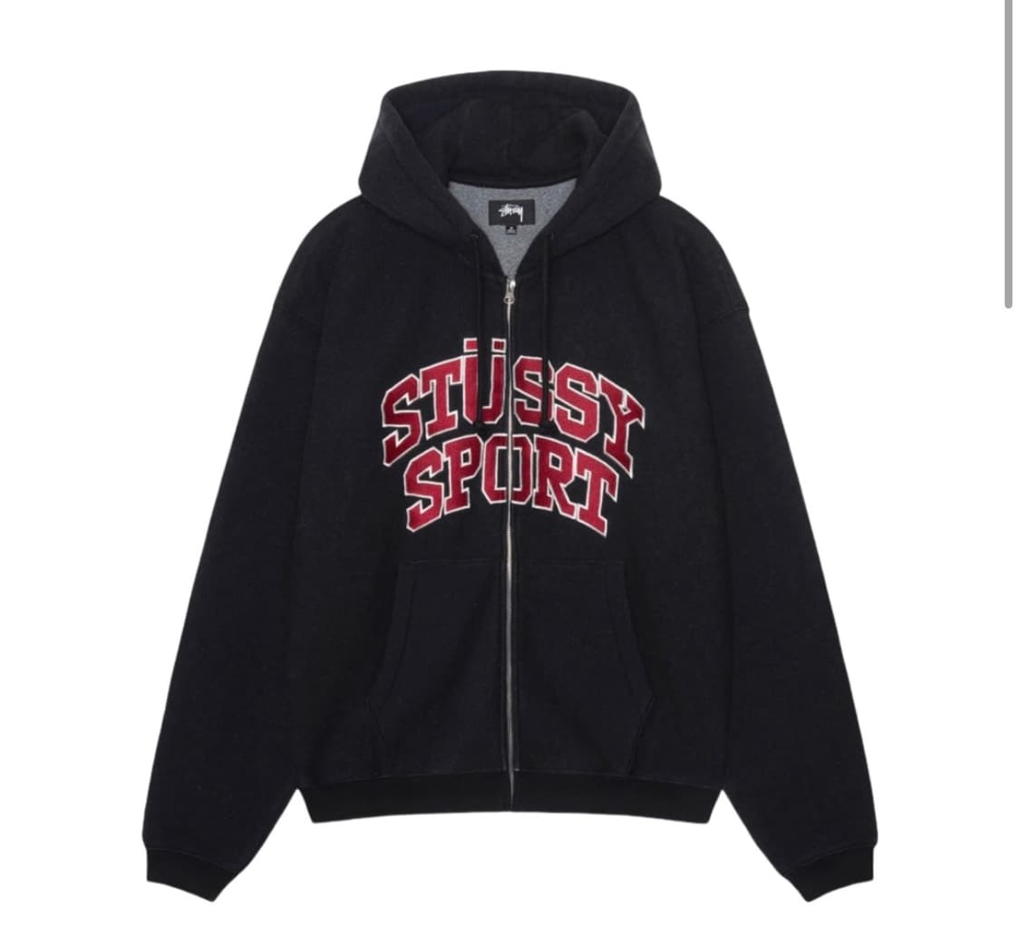 스투시 스포츠 후드집업 L 워시드 블랙 상품이미지1