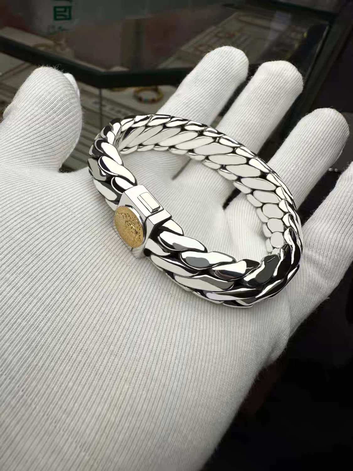 Oceanora 999 스털링 실버 팔찌, 골드 도금, 스털링 실 버, 상품이미지6