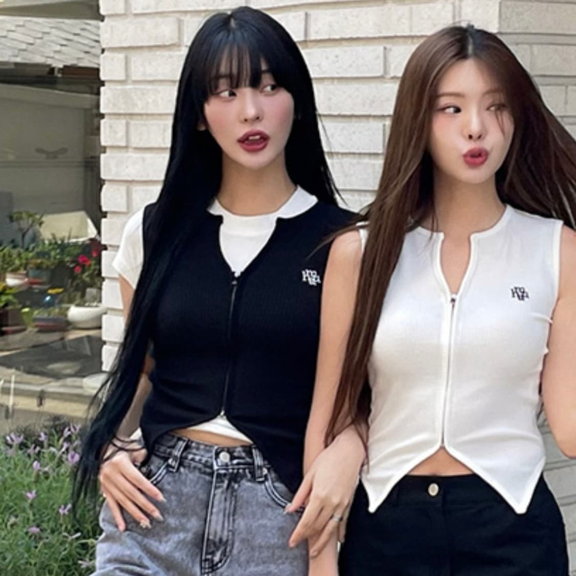 무아무아(MUAHMUAH) 로고스티치 집업 베스트탑 55 상품이미지2