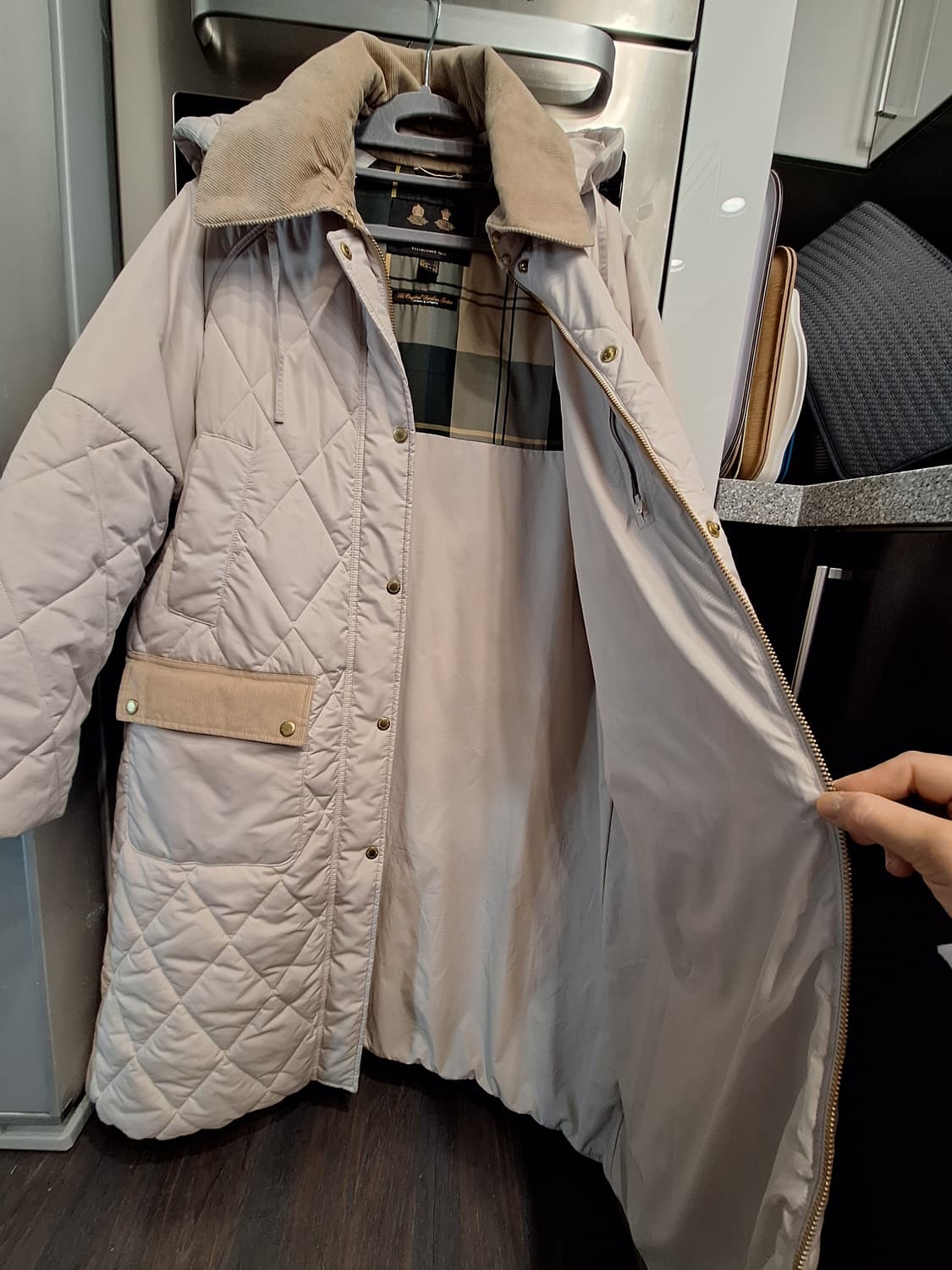 바버 퀼팅 롱자켓 코트 상품이미지4