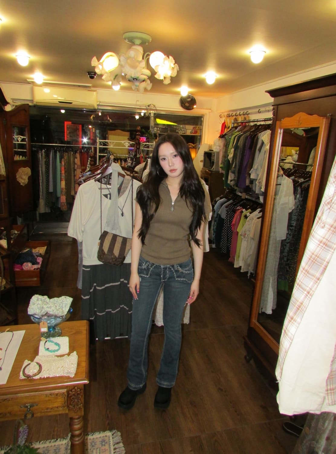 jpn vintage Half-Zip Short Sleeve Top 상품이미지2