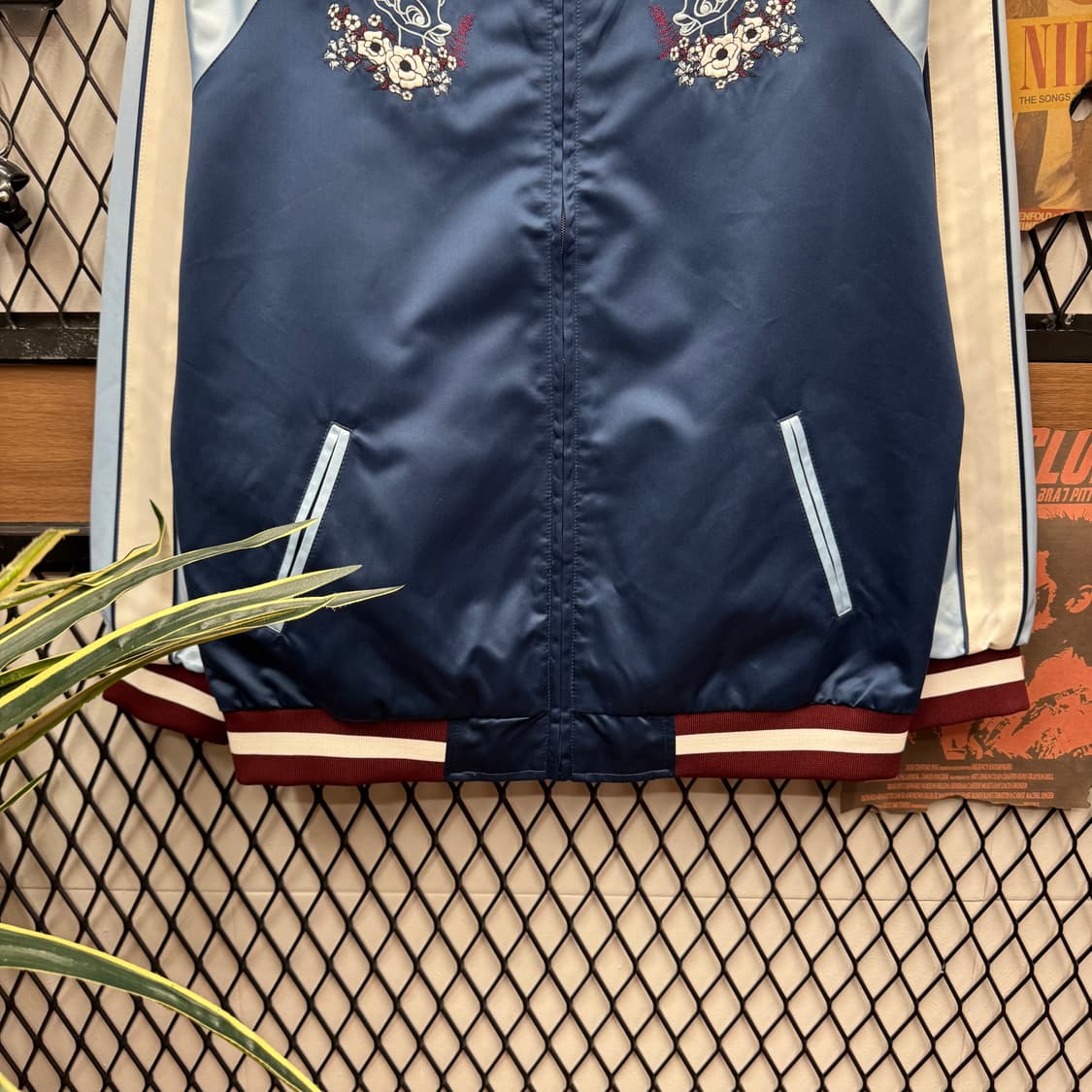 디즈니 밤비 스카쟌 전후면 자수 포인트 네이비 스카이블루 상품이미지4