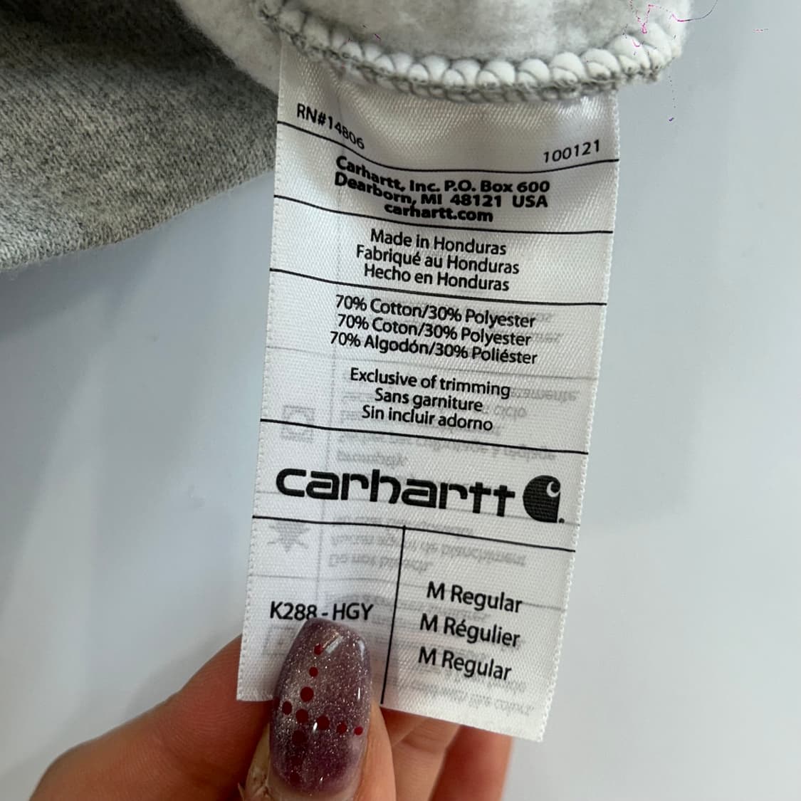Carhartt 칼하트 사이드 로고 그레이 후드티 상품이미지7