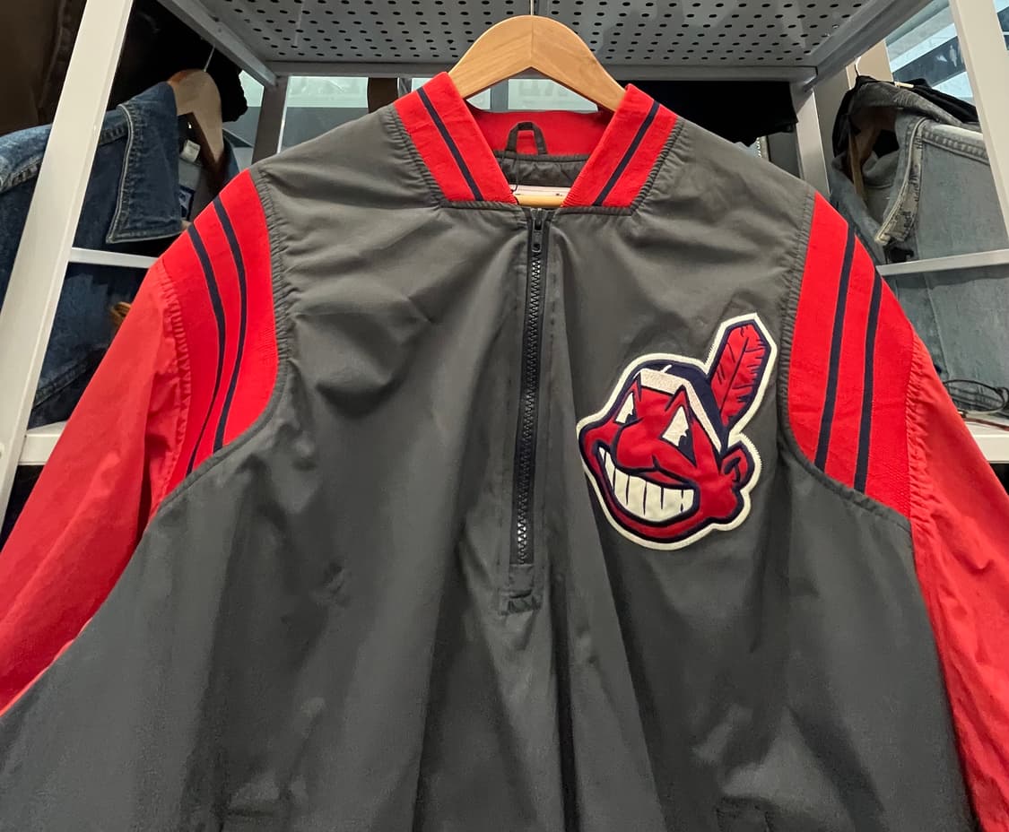 90s 마제스틱 클리블랜드 인디언스 바람막이 점퍼 레드/그레이 상품이미지2