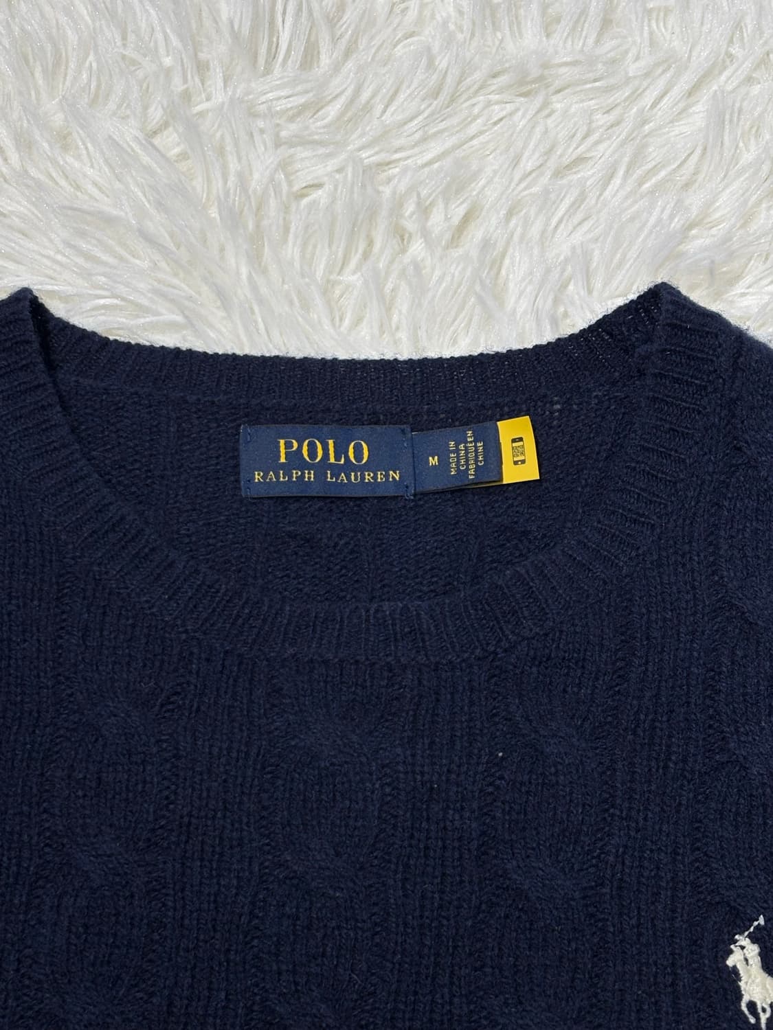 폴로랄프로렌 화이트포니 네이비 캐시미어 qr 케이블니트 상품이미지5