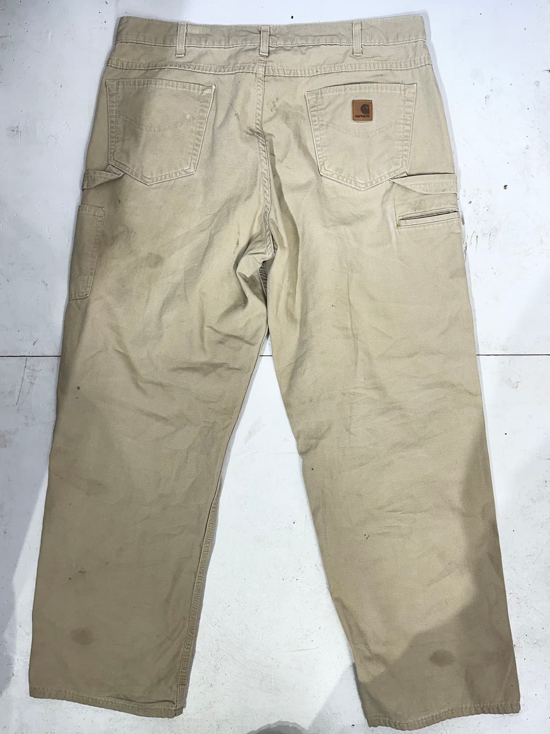 칼하트 b159 베이지 가죽탭 빅 사이즈 와이드 워크 팬츠 바지  상품이미지5
