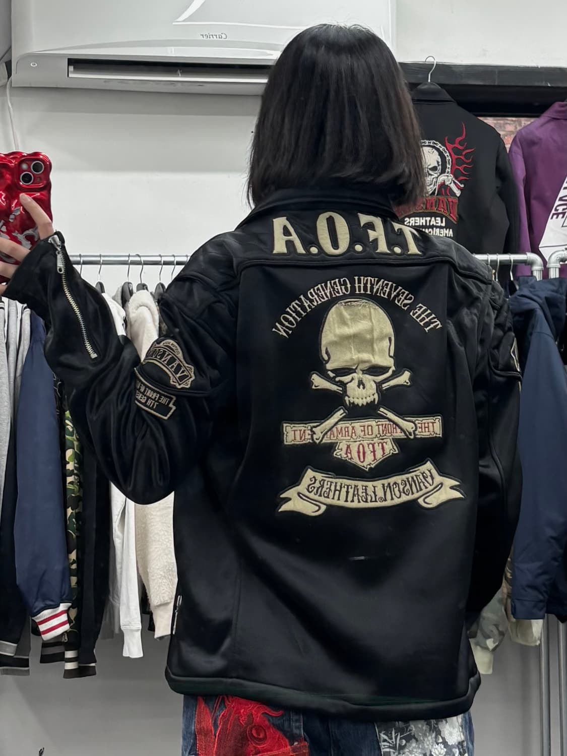 밴슨 레더 스컬 코튼 라이더 자켓 상품이미지5