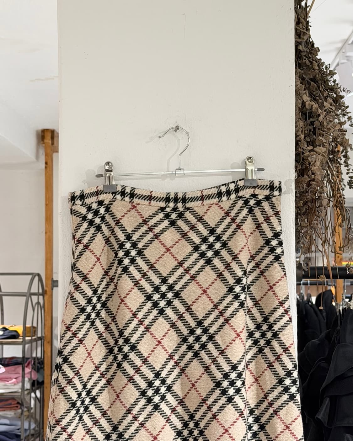 버버리 베이지 노바체크 울 미디스커트 상품이미지5