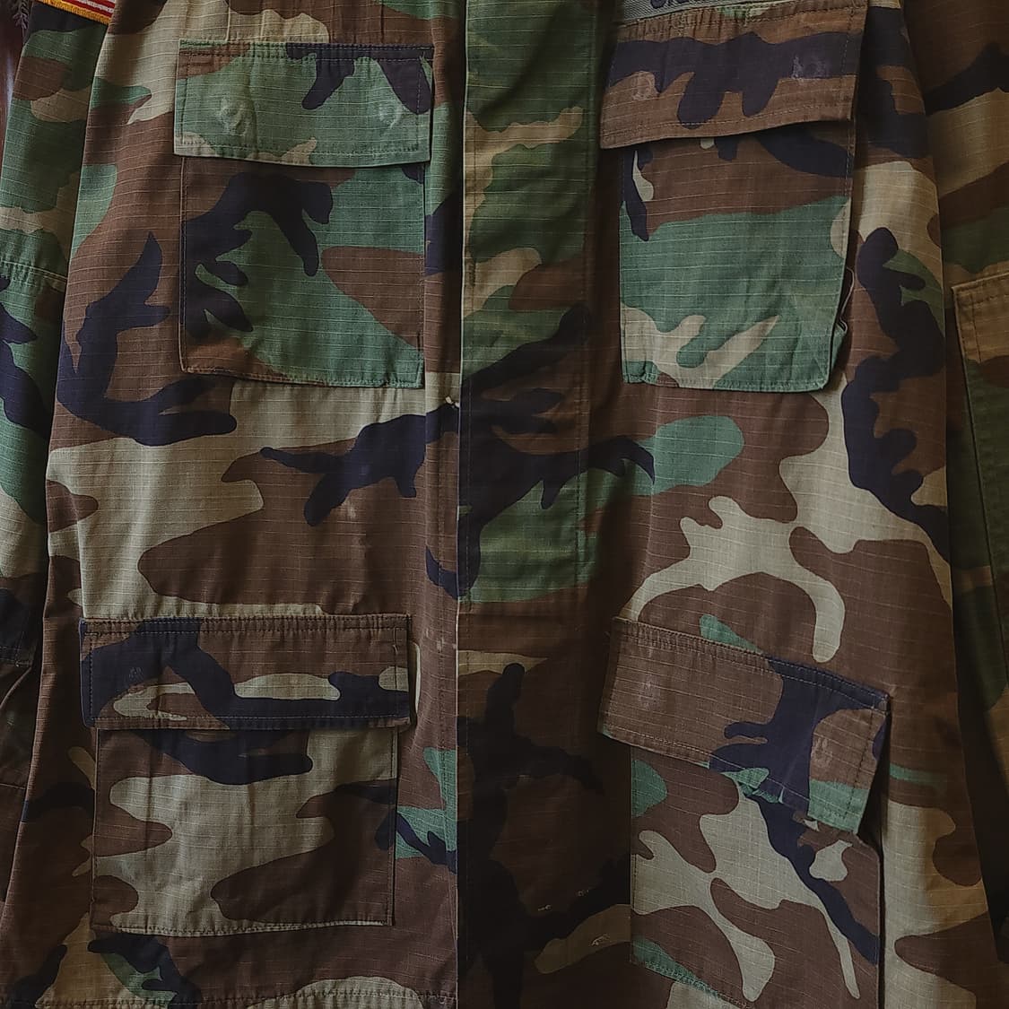 90s 미군 BDU 카모셔츠 우드랜드 라지 롱 자수 상품이미지8