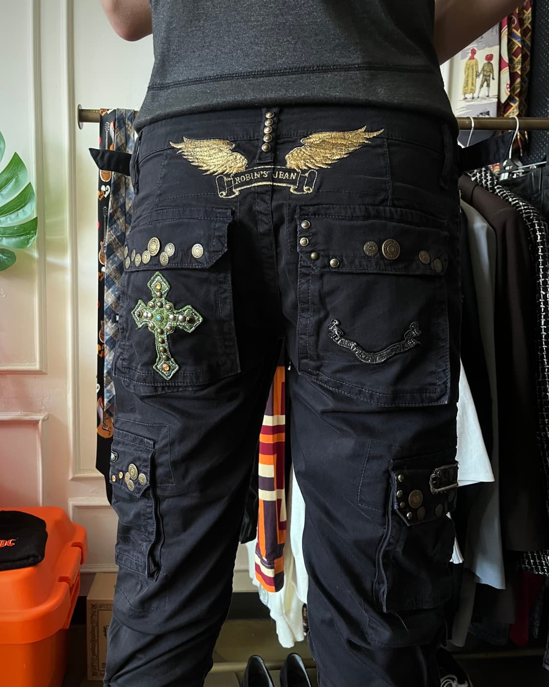 90-00s Robin's Jean Studed Black Cargo 상품이미지2