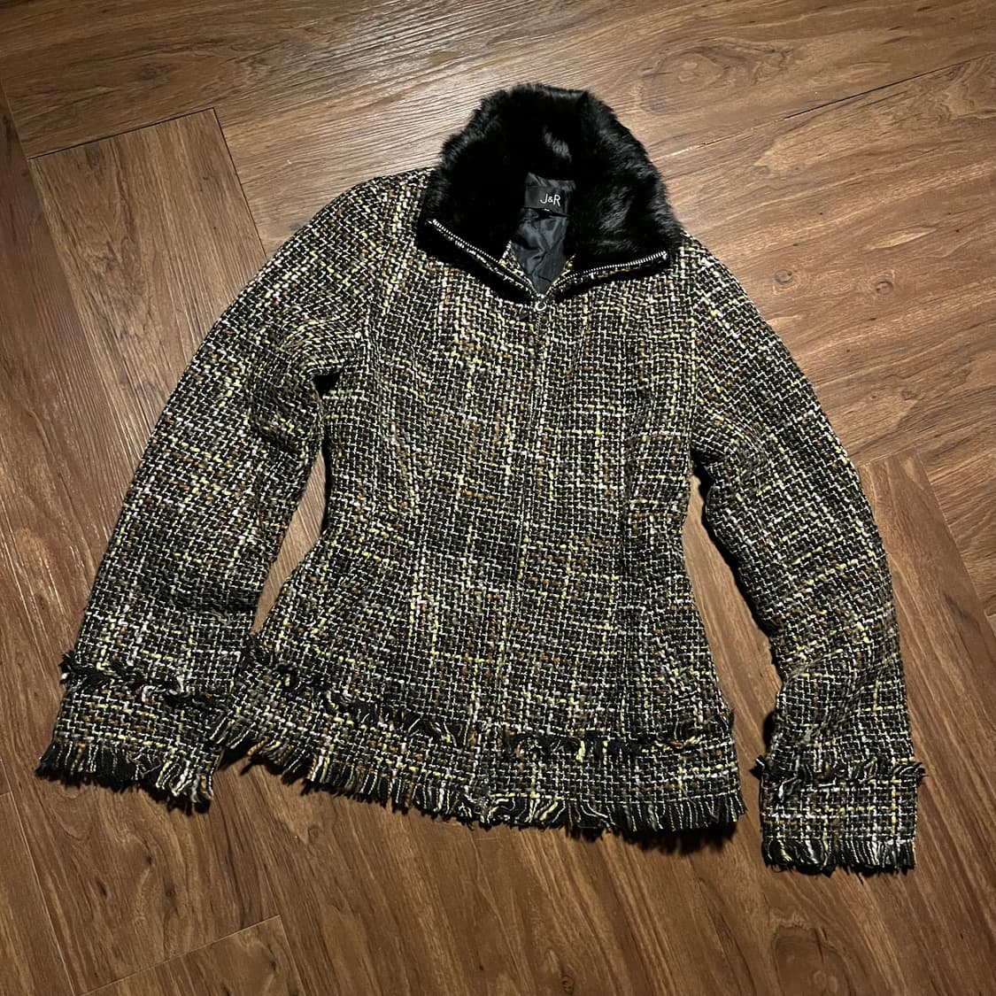 Japanese Vintage 래빗 퍼 그런지 자카드 퍼 자켓 상품이미지1