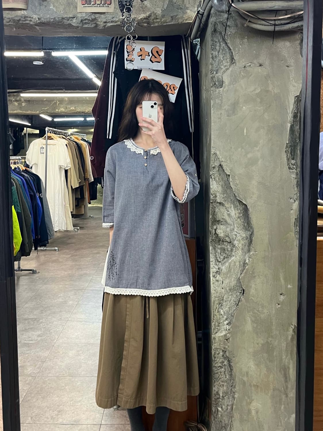 빈티지 자수 블라우스 그레이  #csz3723 상품이미지2