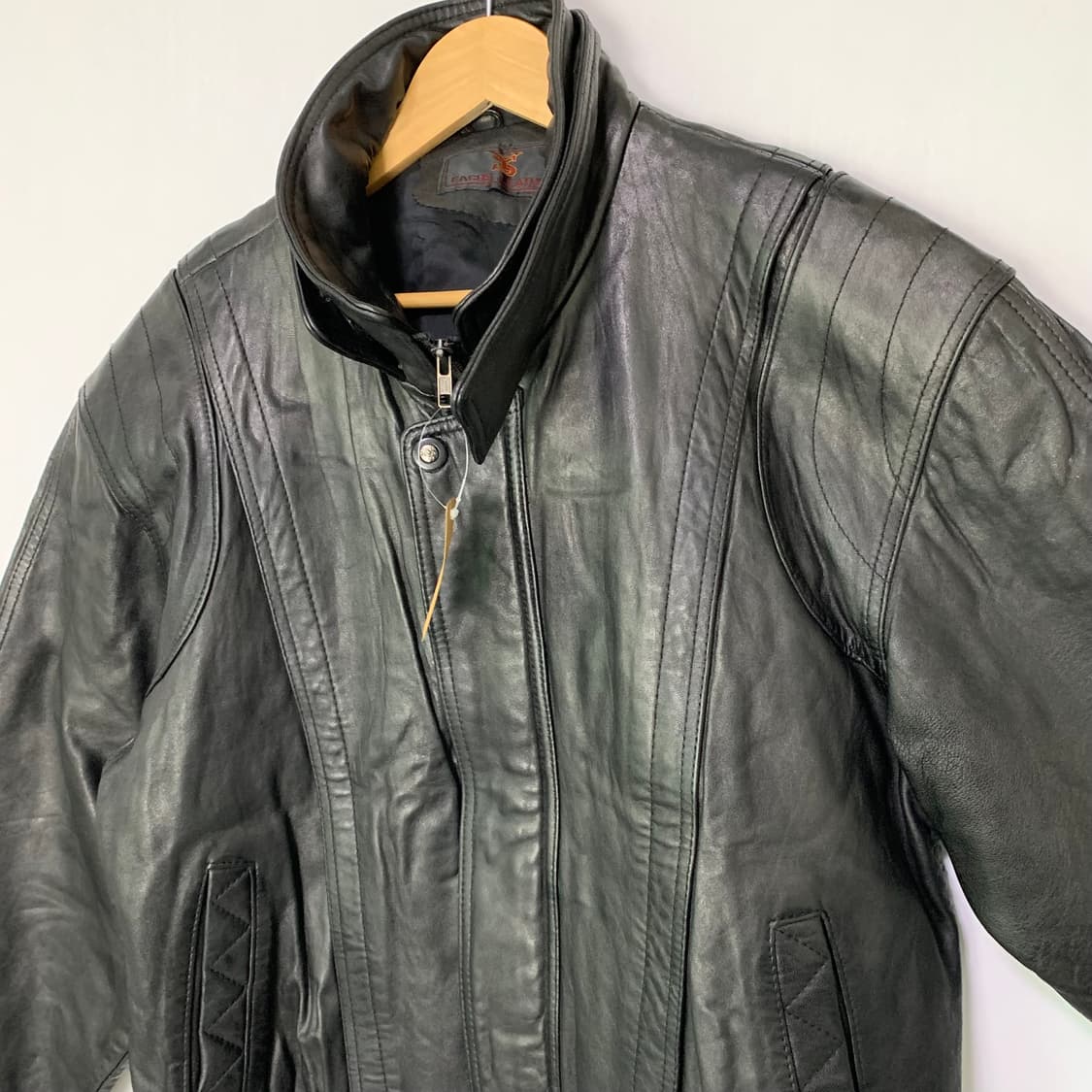 빈티지 블랙 리얼레더 하이넥 소가죽 오버핏 블루종 봄버 자켓 상품이미지4