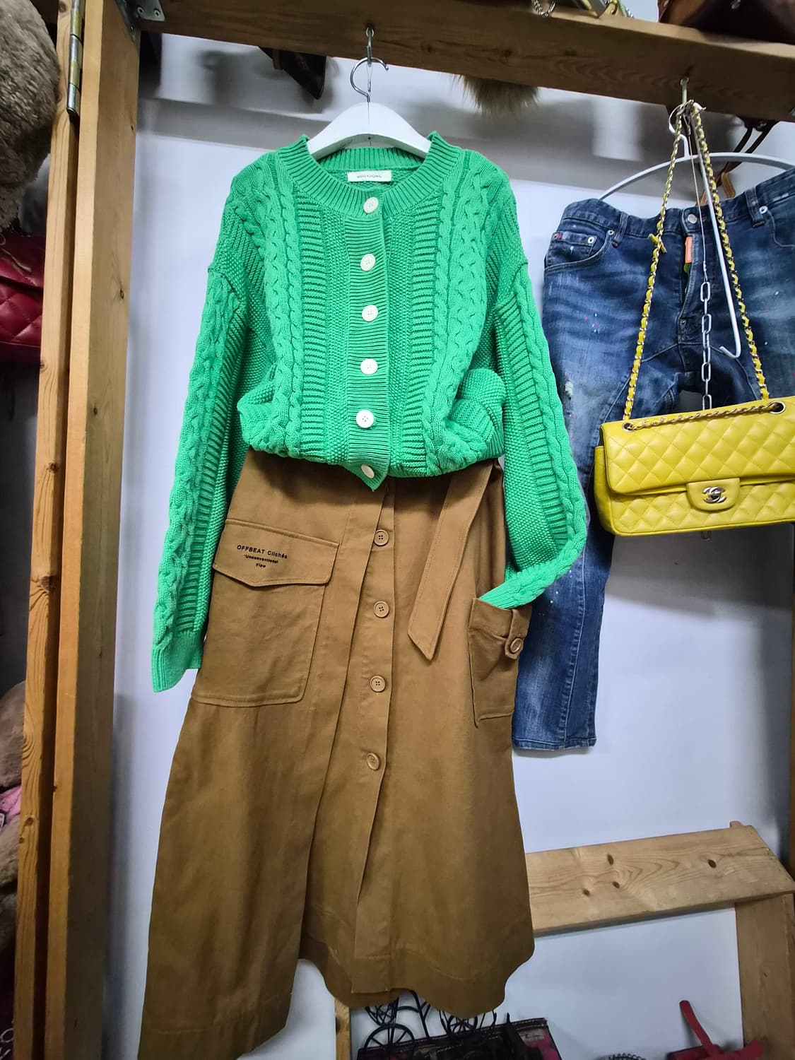 well known 그린 케이블 가디건.쥬시쥬디 면스판 스커트 상품이미지2