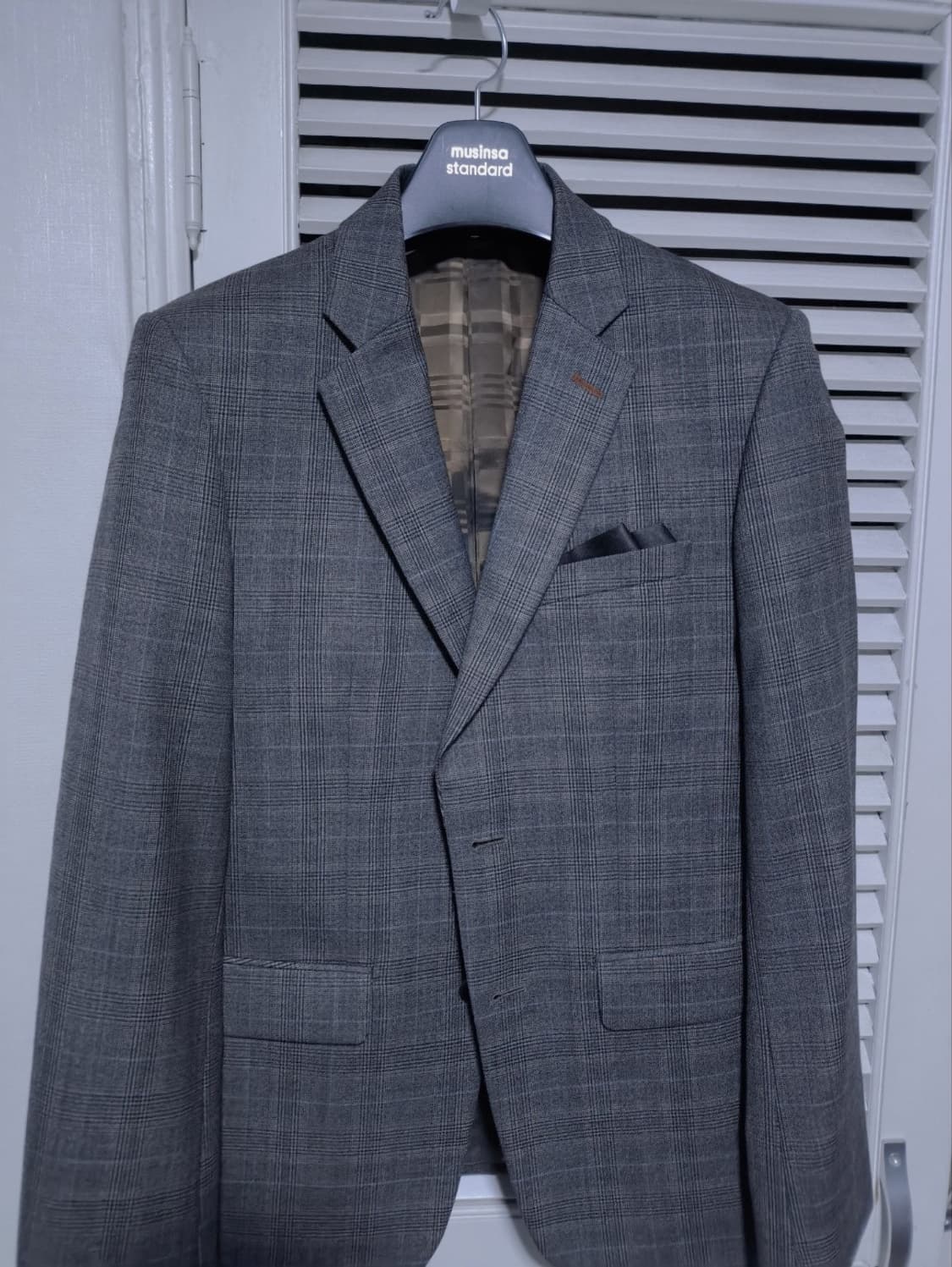 95 바쏘옴므 슬림핏 클래식 체크 정장 수트 세트 상품이미지2