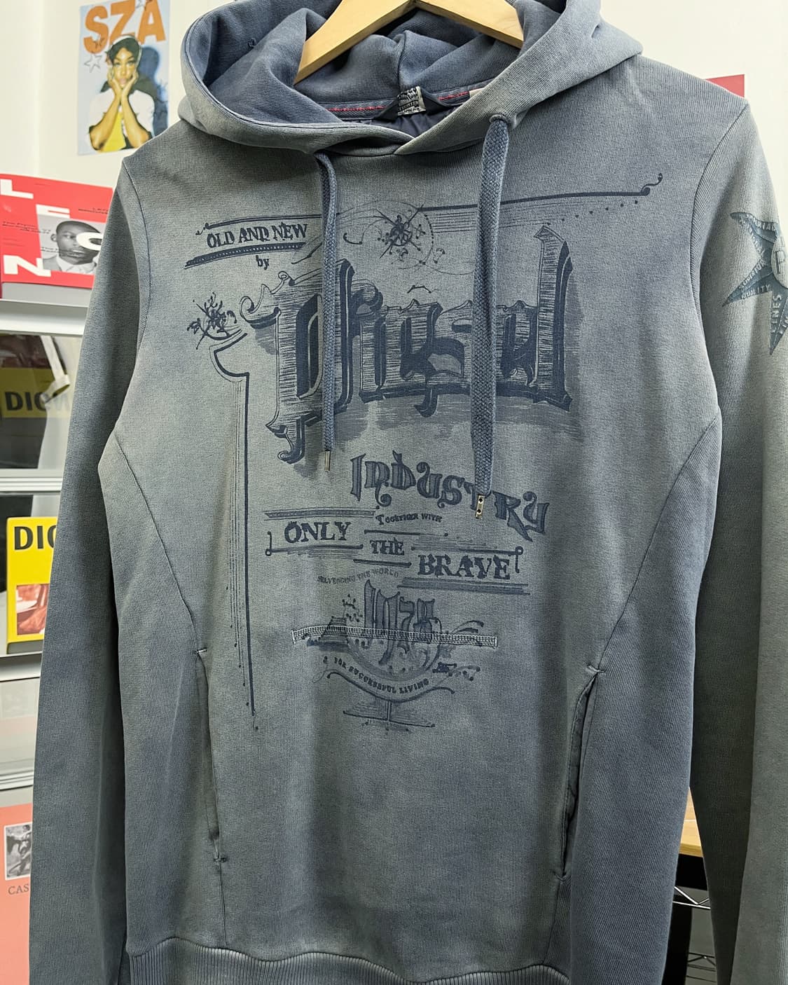 디젤 00s 그런지 그래픽 워싱 후드티 상품이미지6