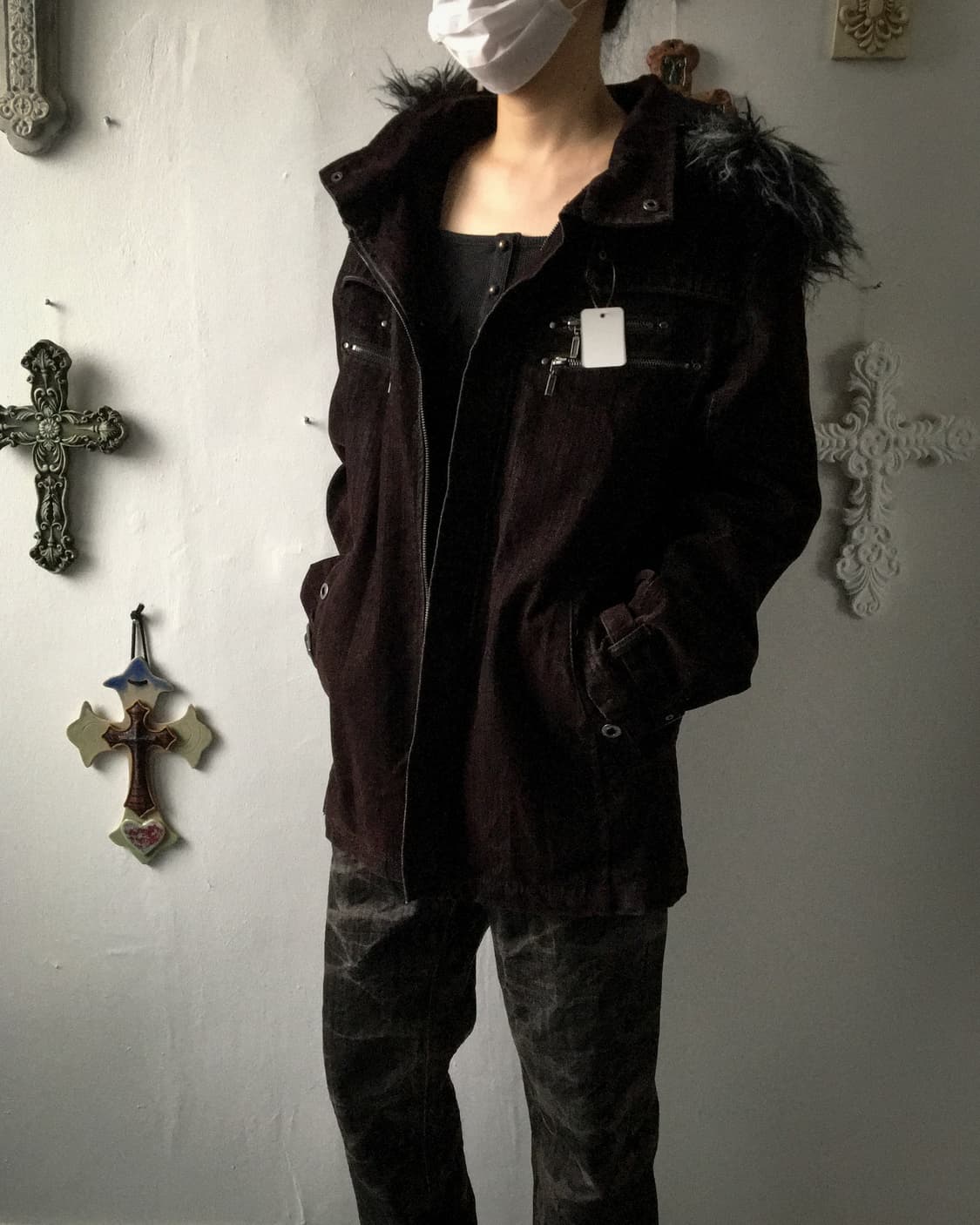Fake fur hood belted jacket 상품이미지10