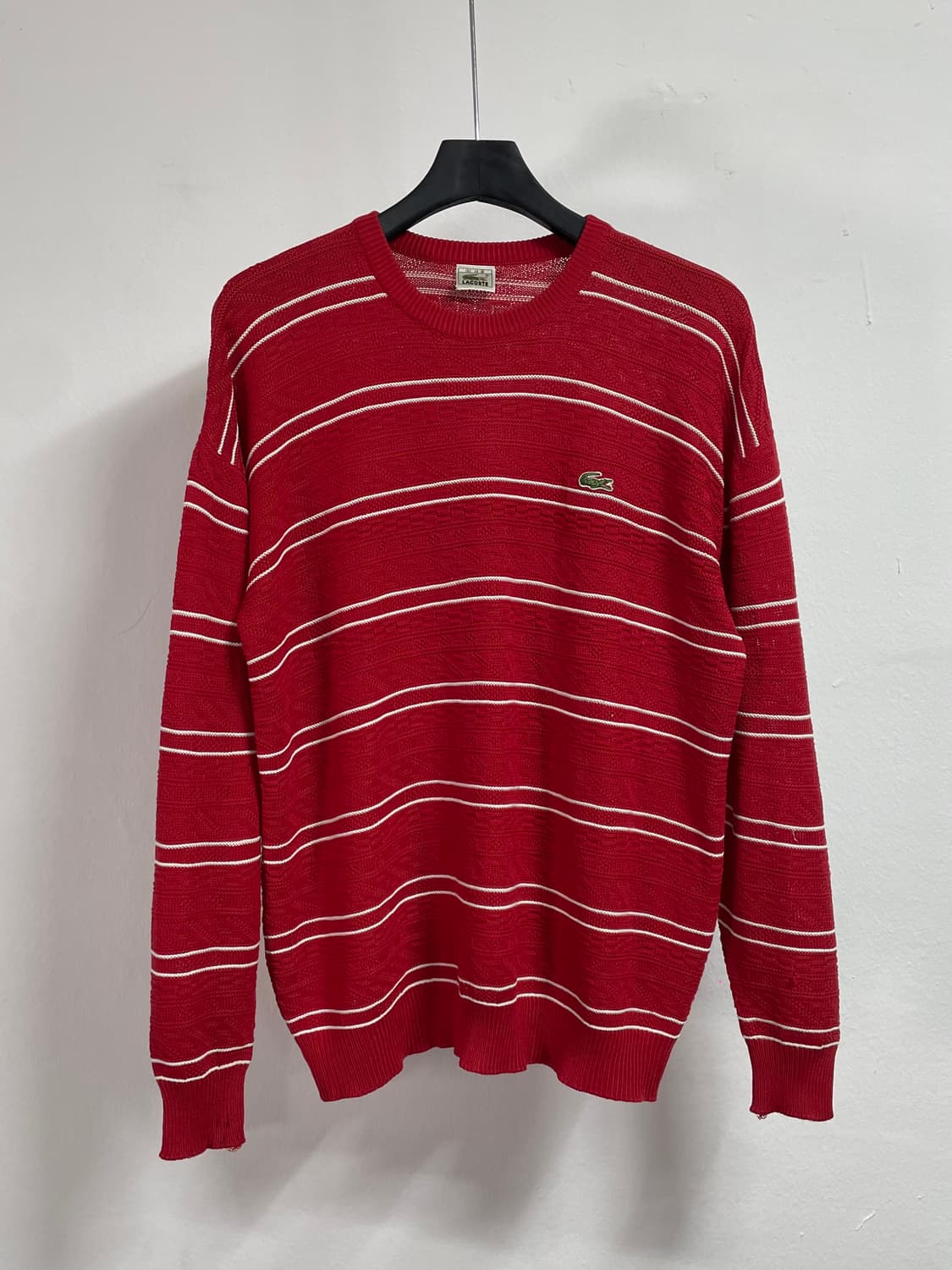 90s 라코스테 단가라 패턴 코튼 니트  (on.468) 상품이미지1