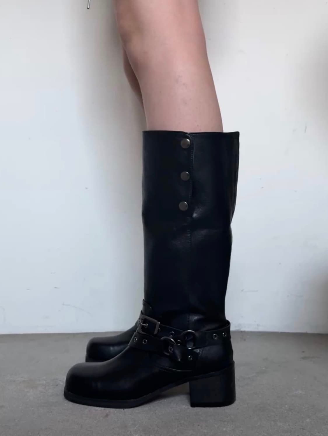 Kyoiii KNOTTED FOLD BOOTS / Black 상품이미지1