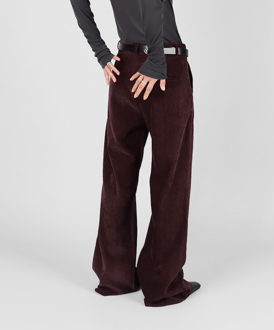 버건디 부츠컷 팬츠 상품이미지3