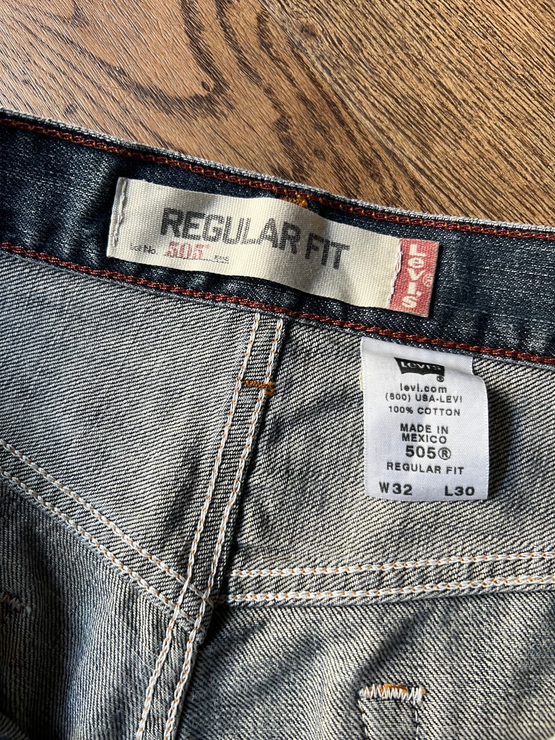 [32]00's 리바이스 USA 505 빈티지 워싱 맥시코제 데님 팬츠 상품이미지4