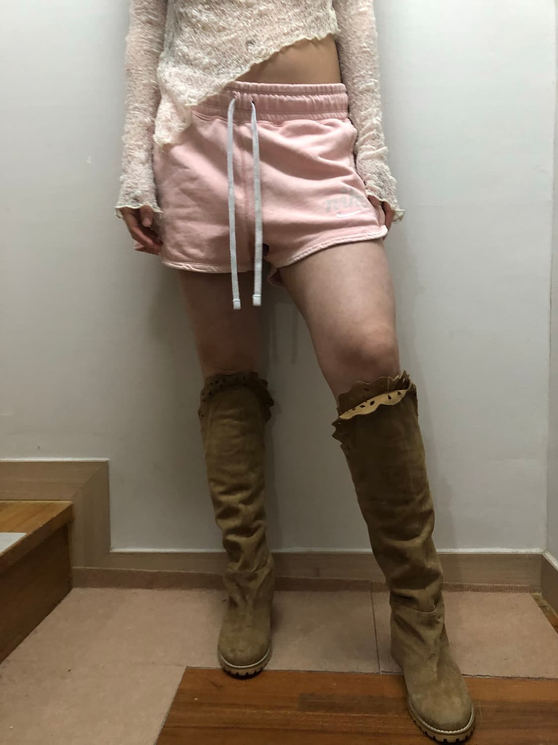 빈티지 나이키 핑크 워싱 코튼 쇼츠 상품이미지4