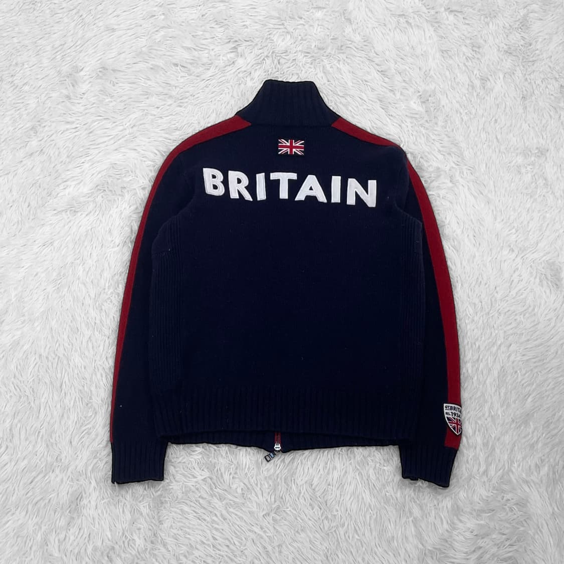 폴로 랄프로렌 빅 포니 Britain 니트 집업 네이비 레드 상품이미지4