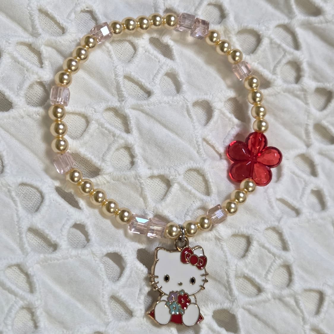 [핸드메이드] 키티 팬던트 비즈팔찌 상품이미지1