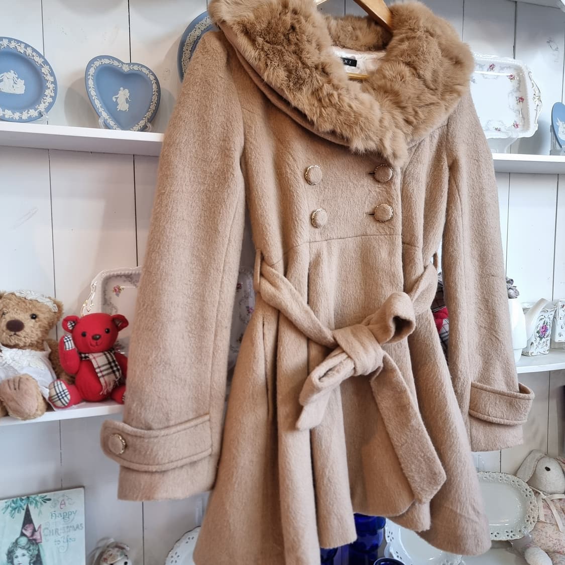 INGNI(잉그니) 카라 퍼 탈부착 울혼방 코트 상품이미지4