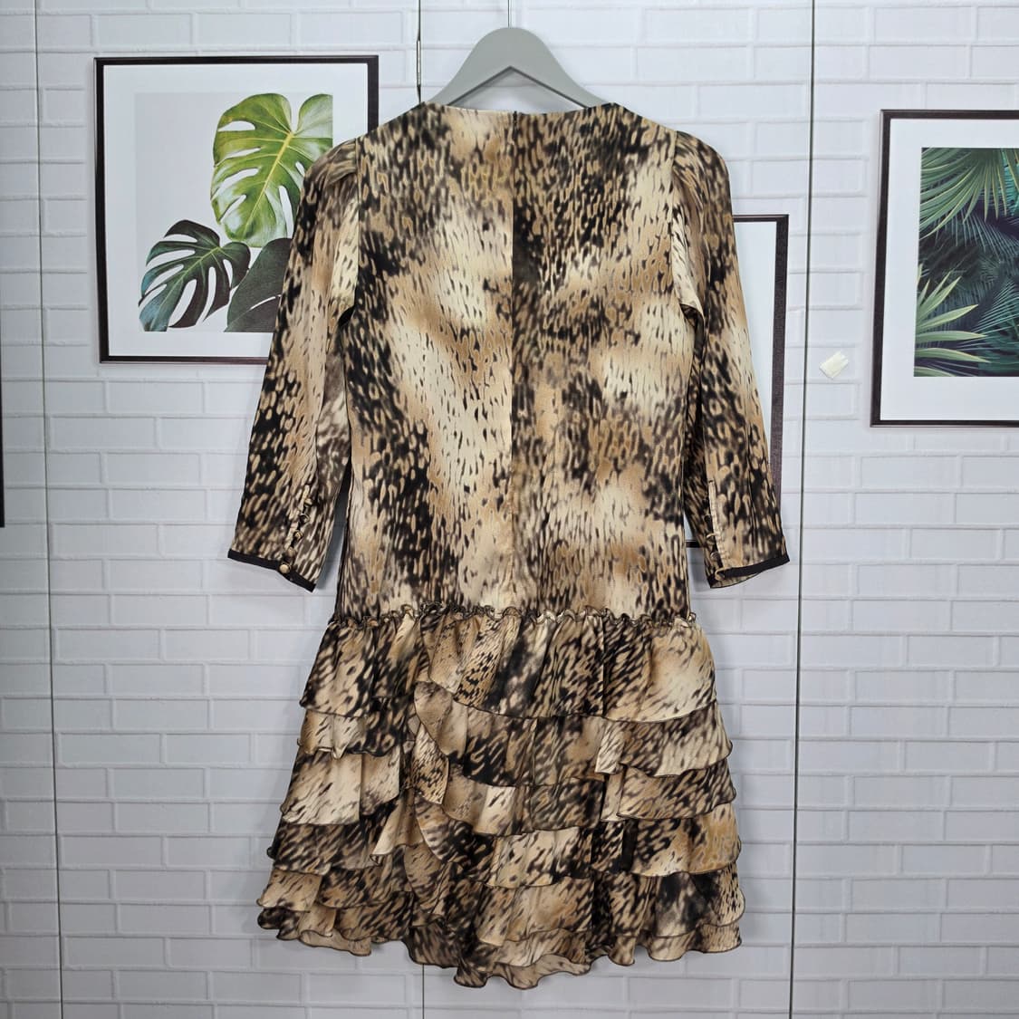 잇미샤 레오파드 패턴 캉캉 7부 긴팔 미니 원피스 드레스 55사이즈 상품이미지4